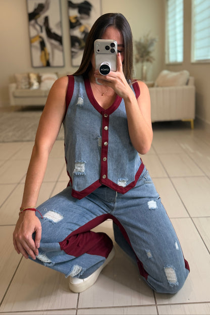 Iconic Wine and Denim Contrast Set