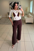 Cocoa Brown Denim Crop Pants
