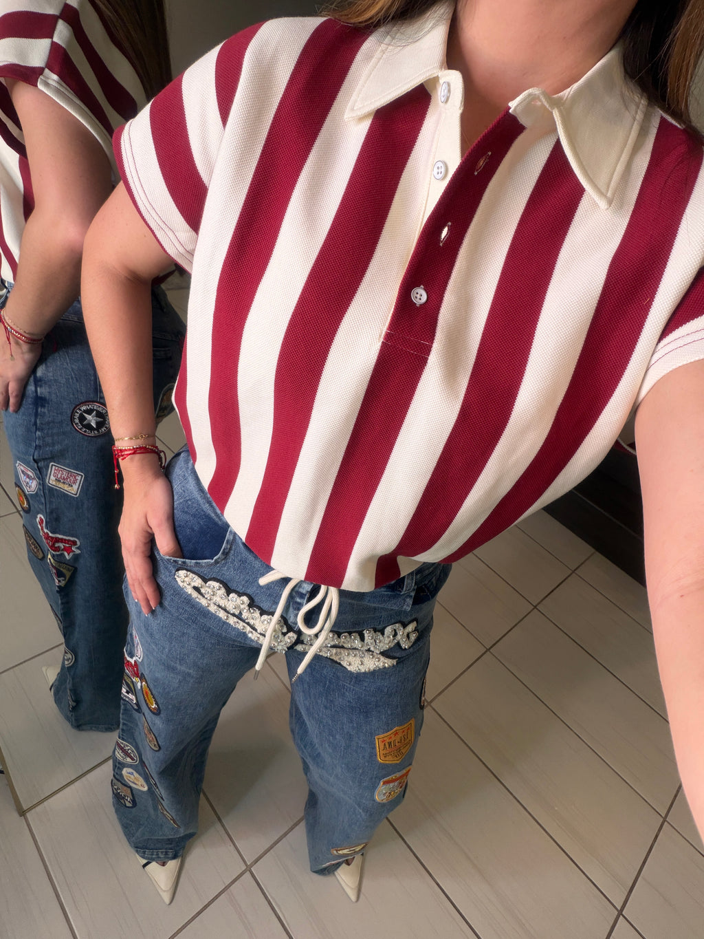 Sweet Stripes Red Wine Top