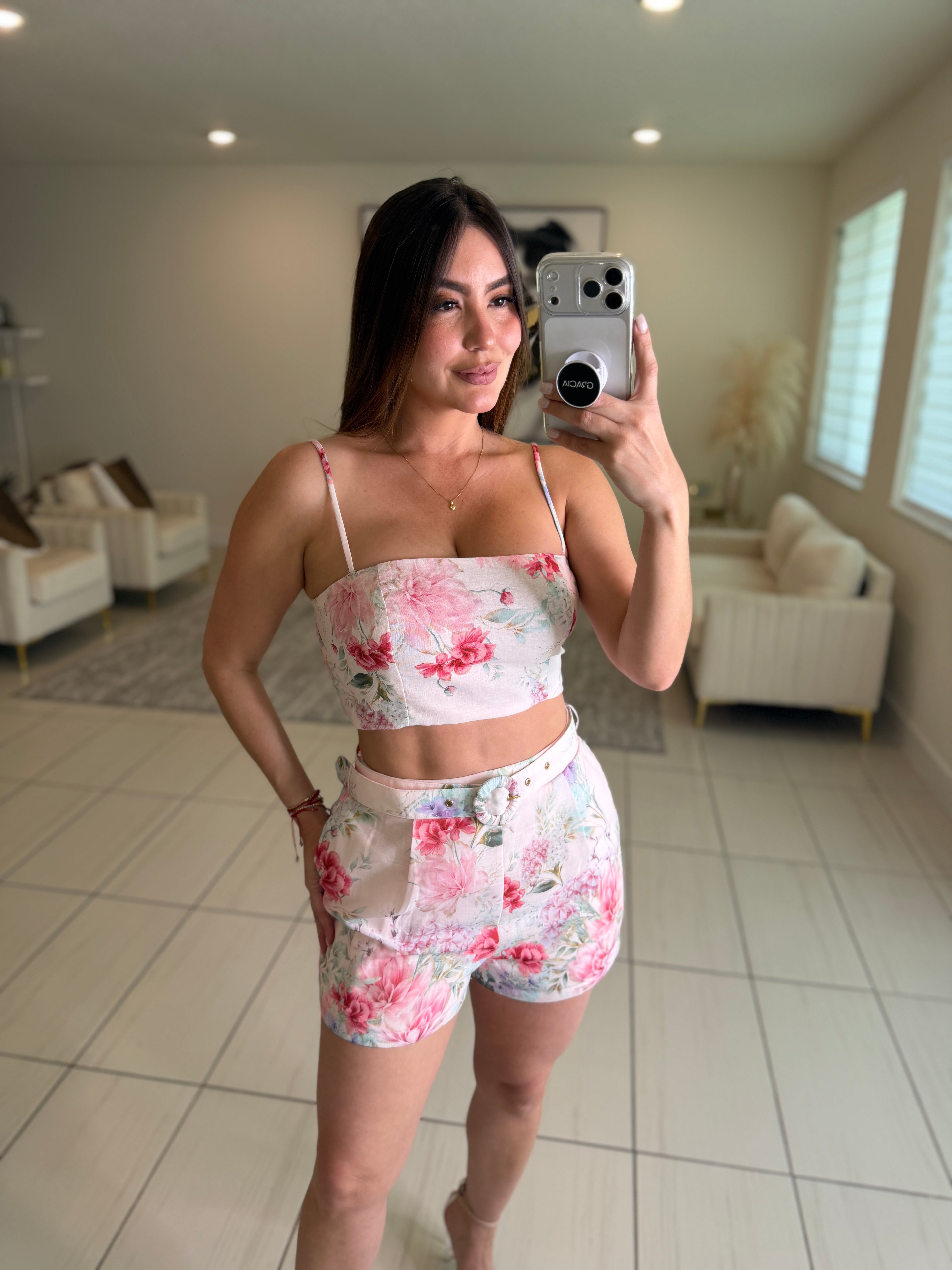 Sweetest Floral Pink Short Set