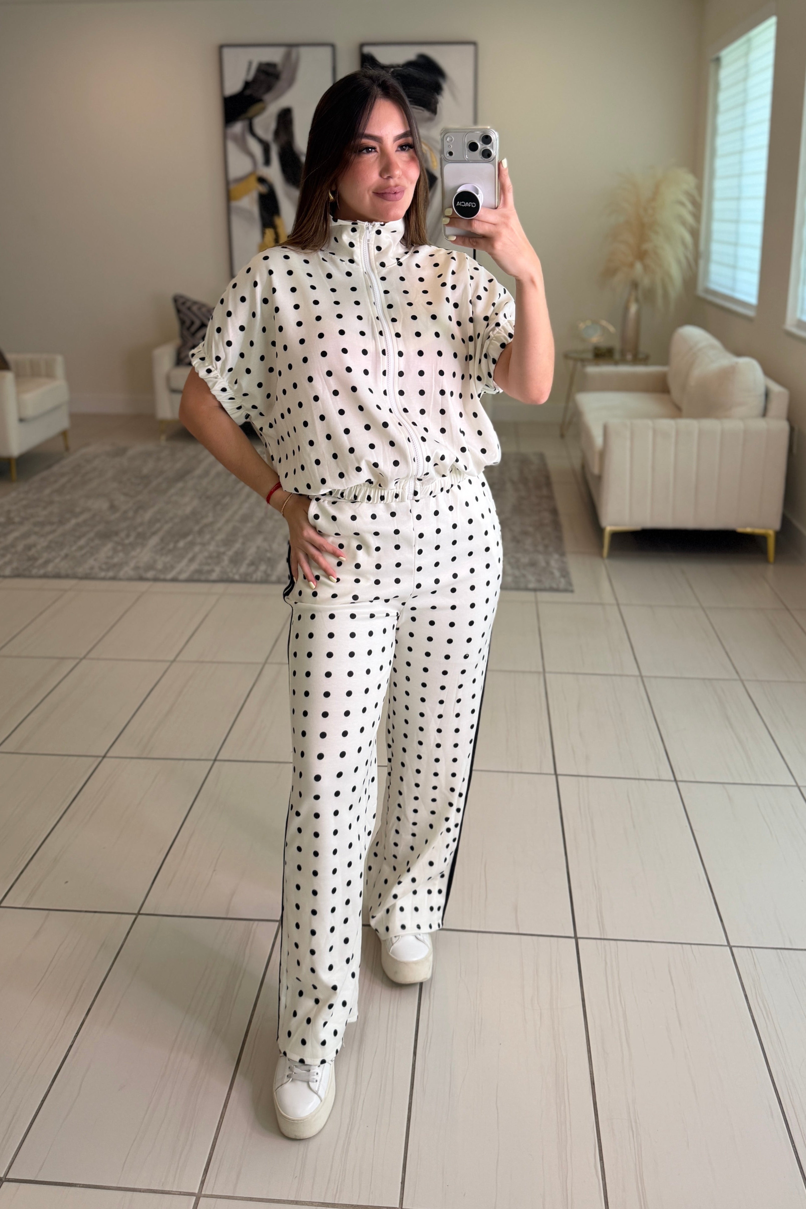 Italian Dots White Pants Set