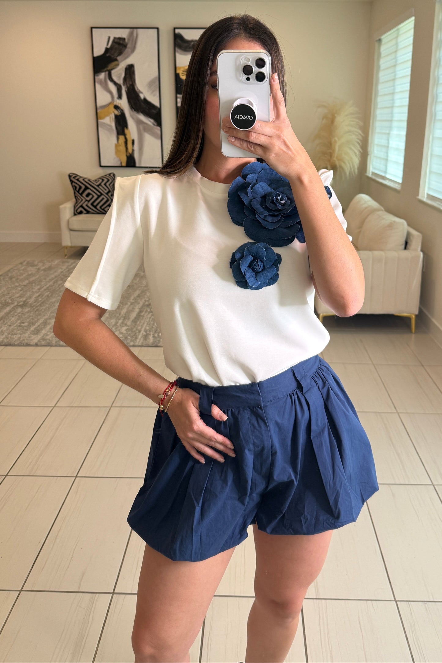 Sweetest Bubble Navy Blue Short
