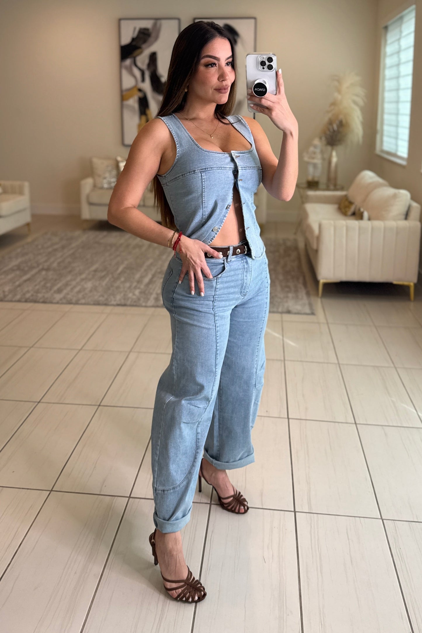 Modern Authority Light Denim Pant Set