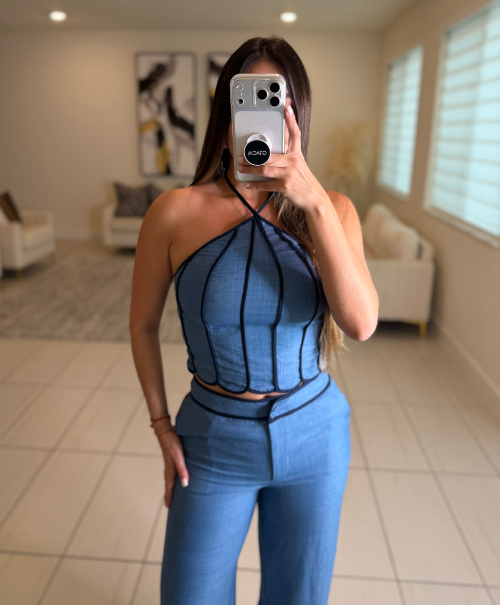 Elevated Essential Blue Pant Set