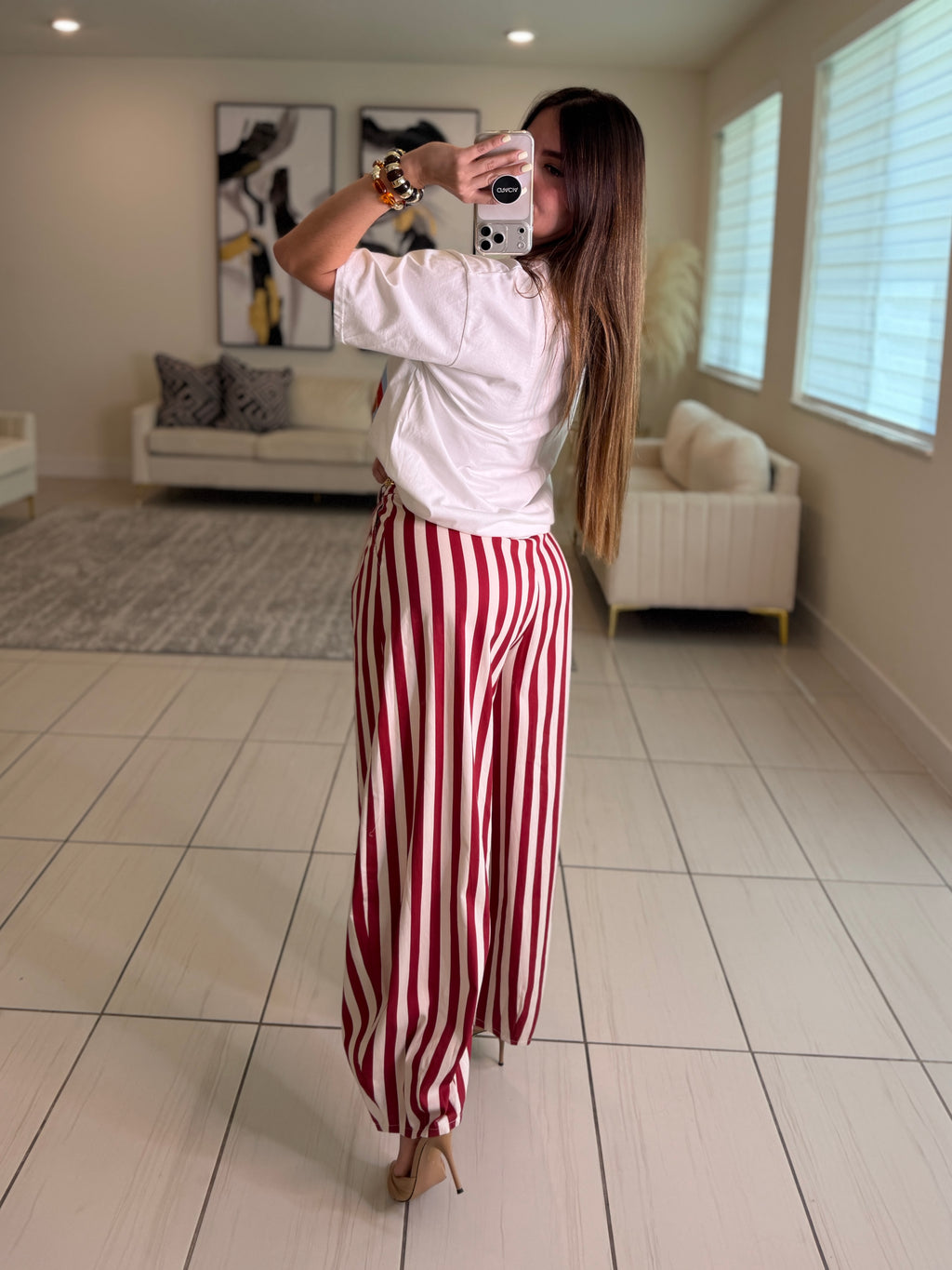 Iconic Puppy Stripes White Tshirt