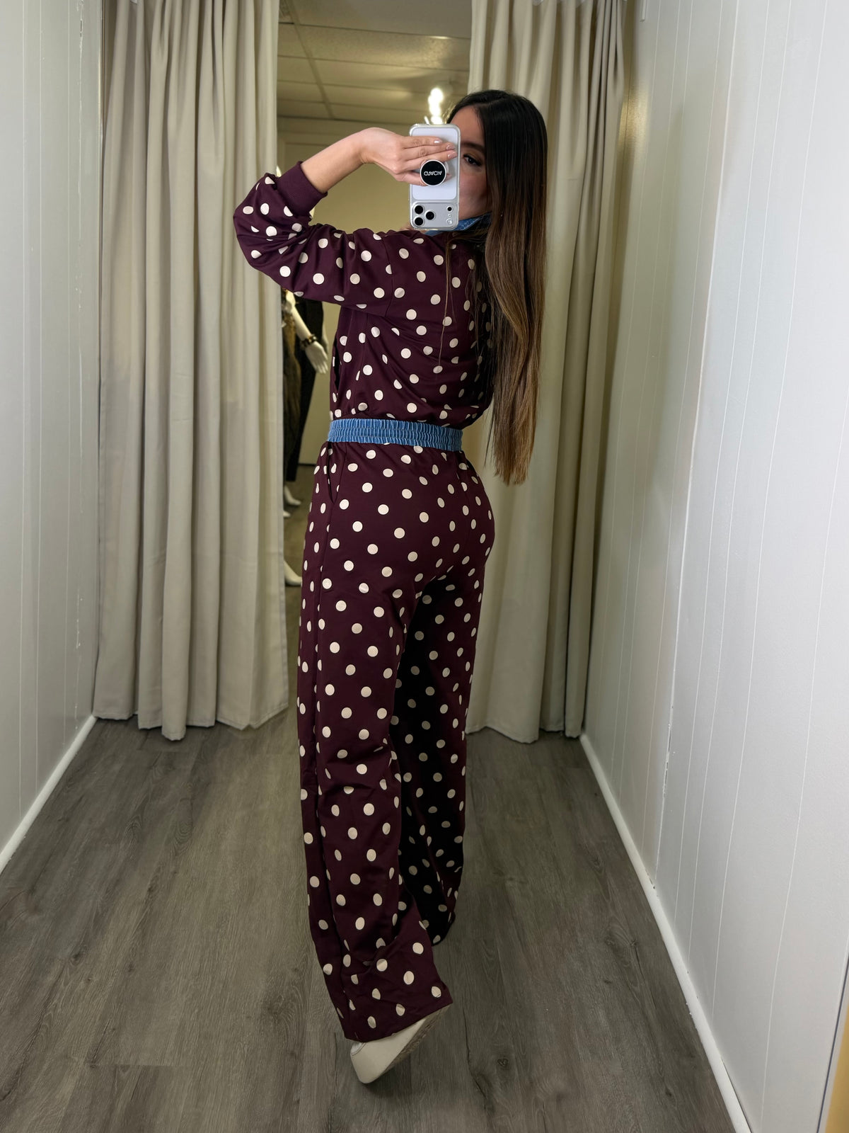 Oriental Polka Burgundy Pant Set