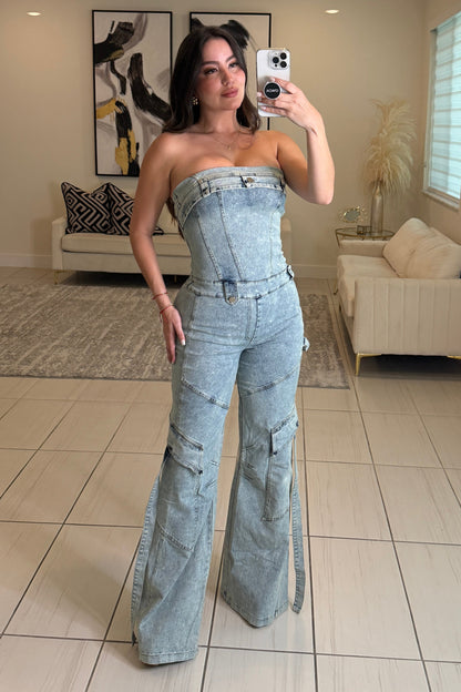 The Powerline Denim Jumpsuit