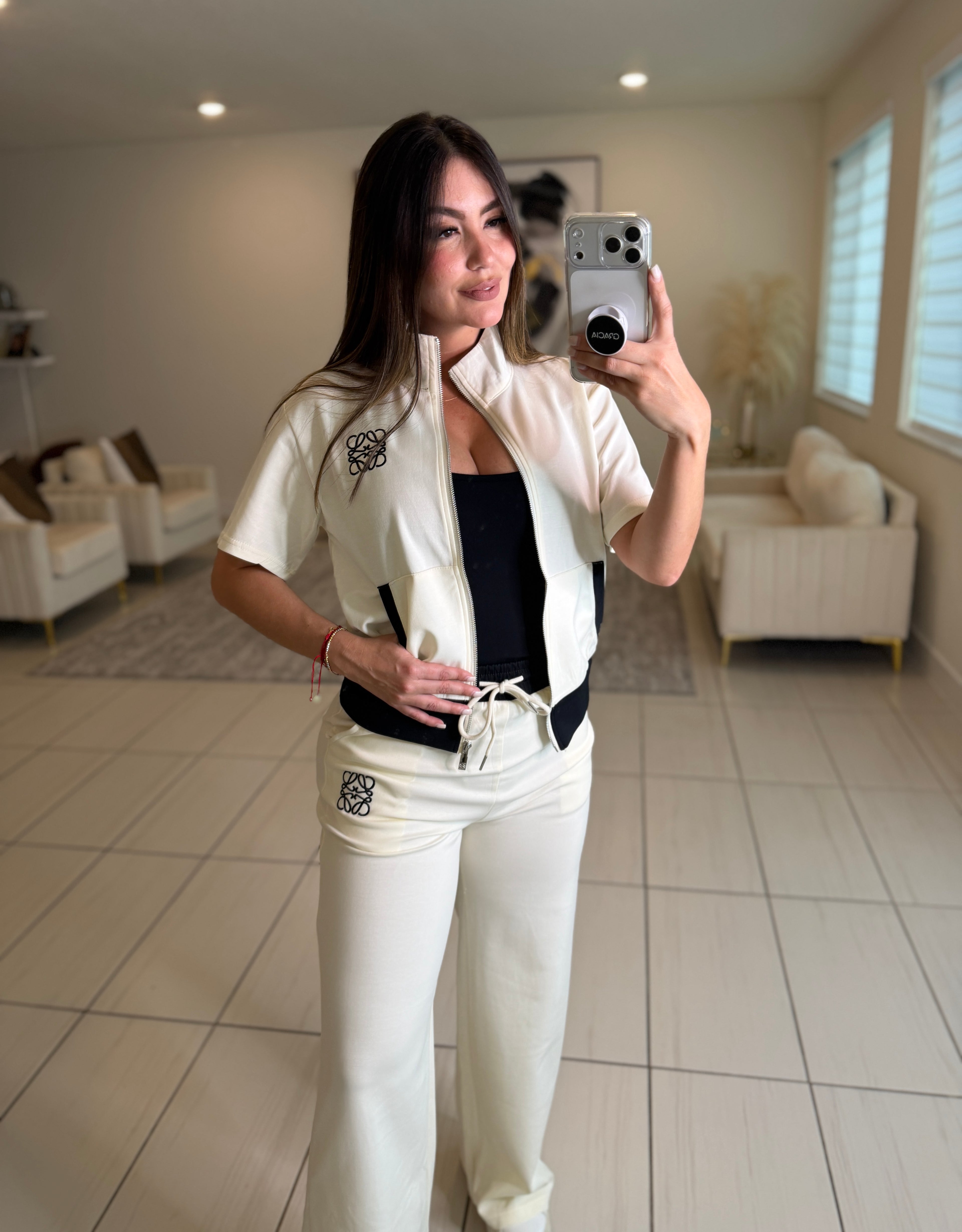 Iconic Muse White and Black Pant Set