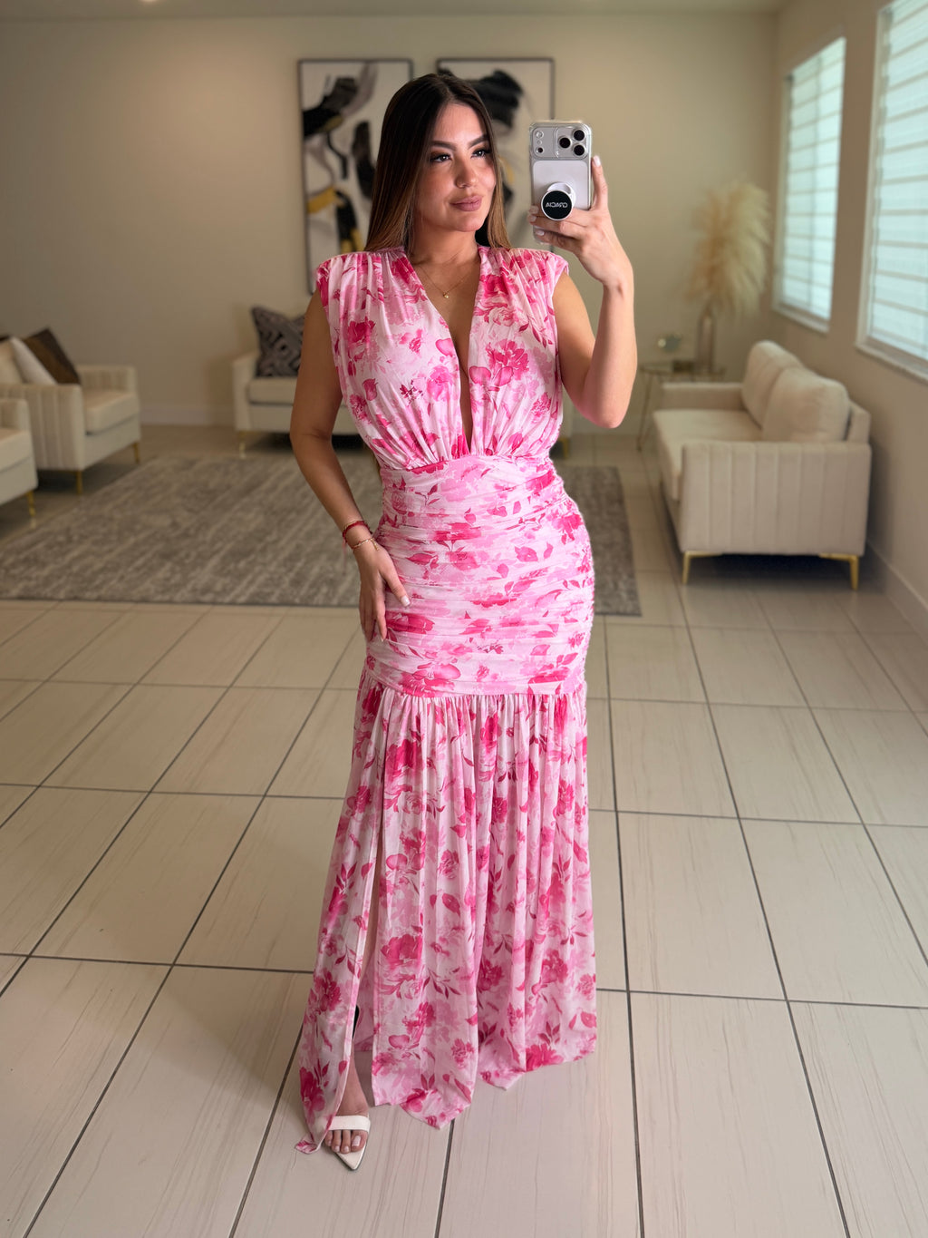 Poetic Floral Pink Maxi Dress