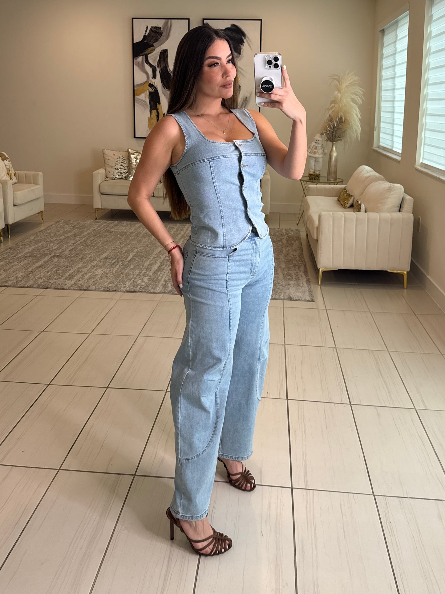 Modern Authority Light Denim Pant Set