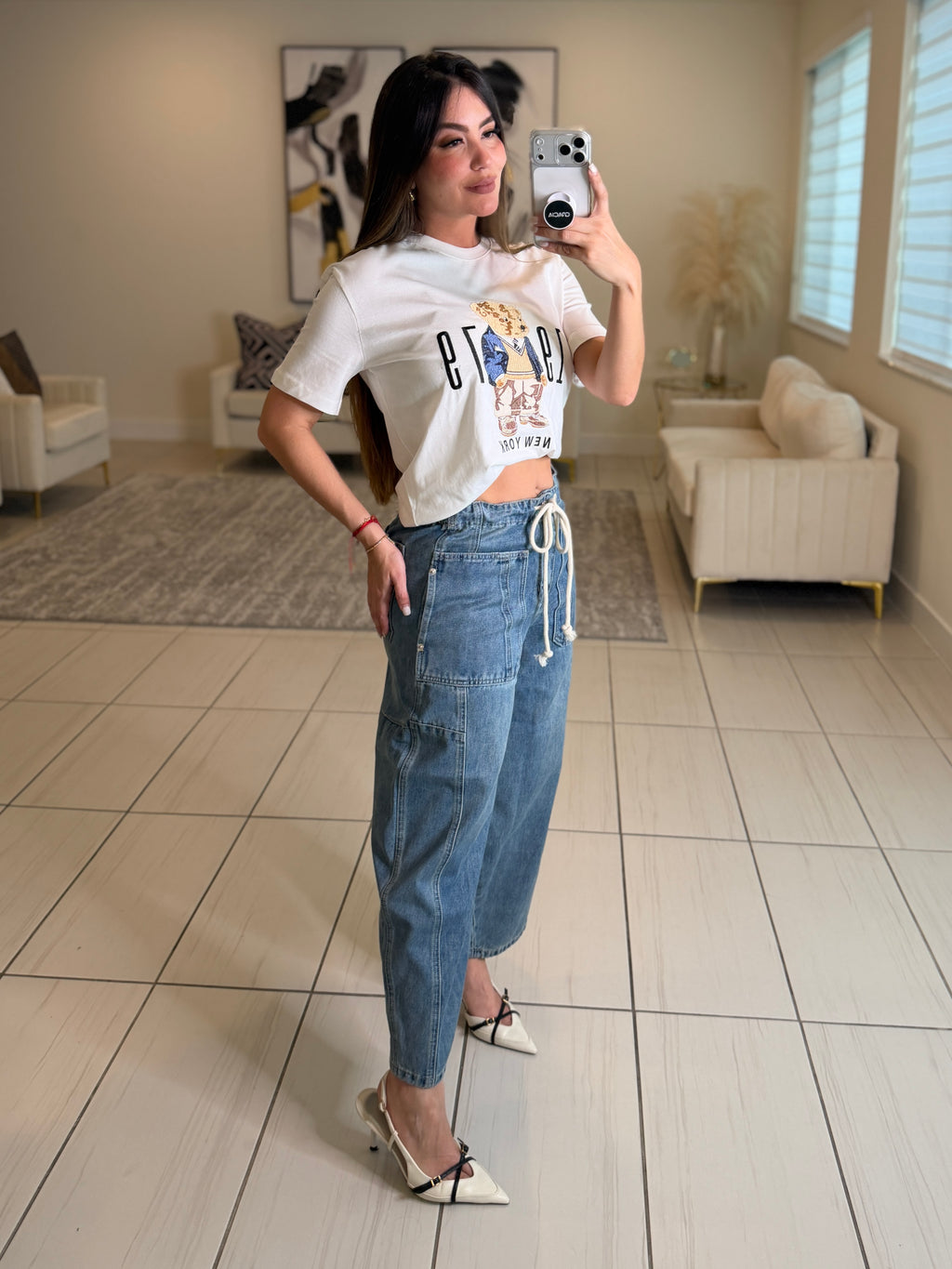 Utility Flow Barrel Denim Pants