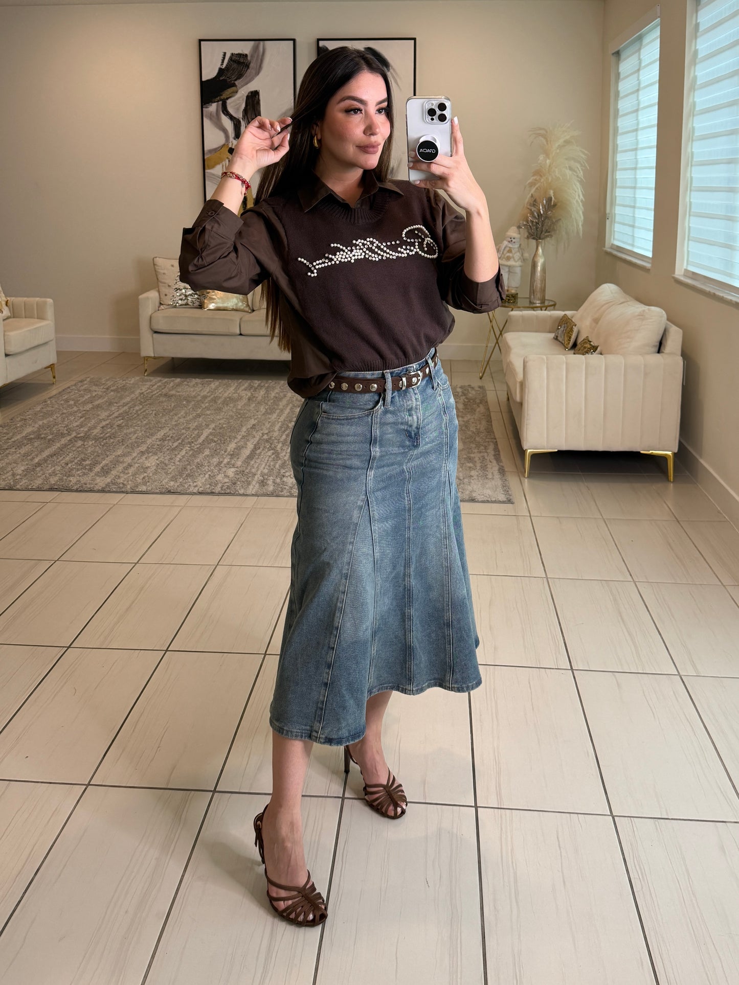 Oasis Whisper Denim Midi Skirt