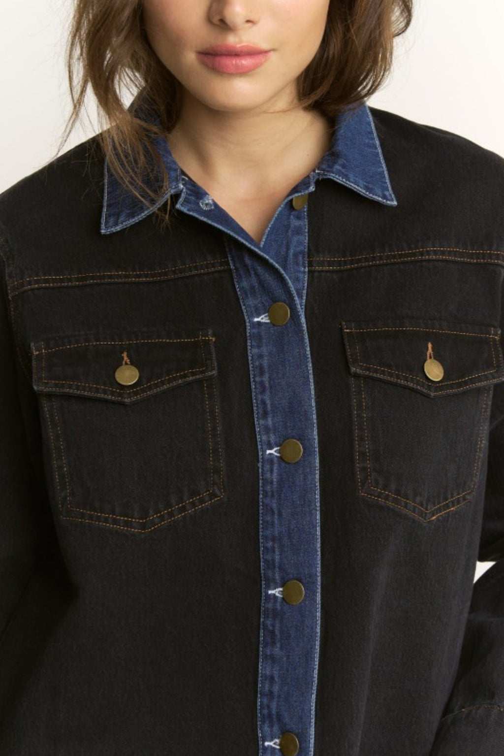 Iconic Contrast Black and Blue Denim Jacket
