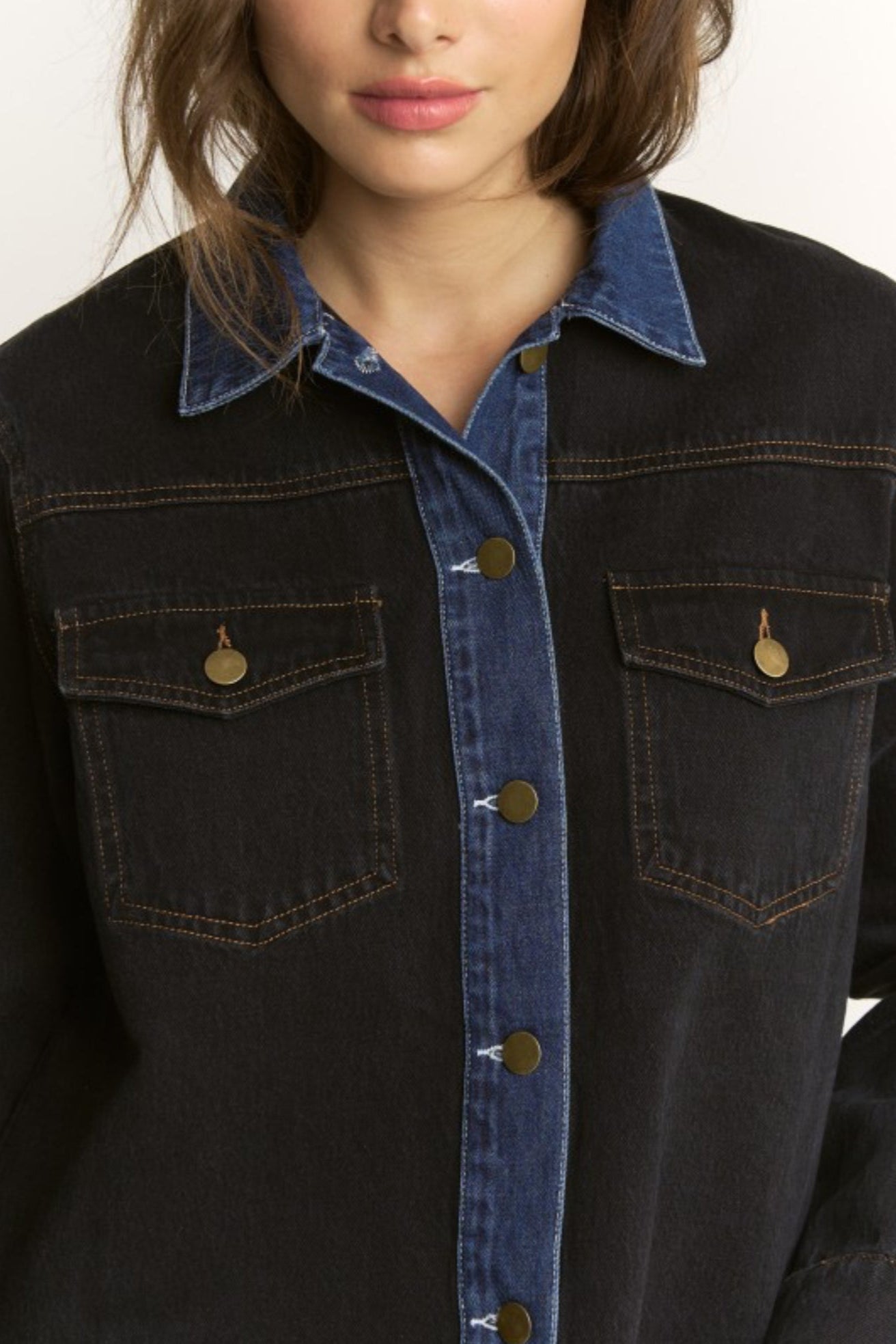 Iconic Contrast Black and Blue Denim Jacket