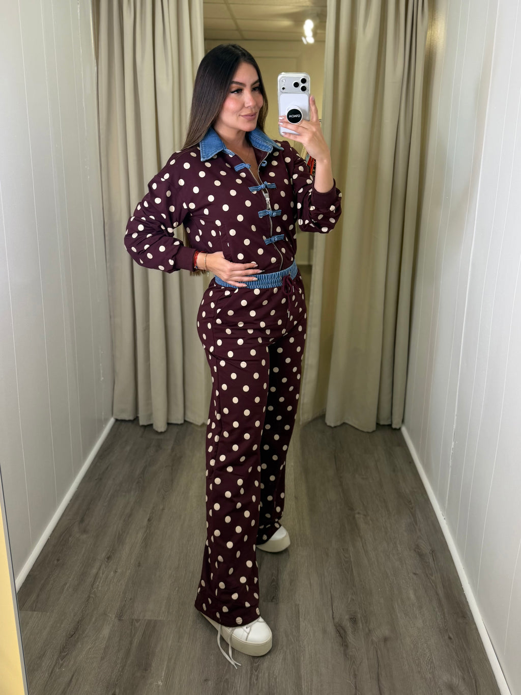 Oriental Polka Burgundy Pant Set