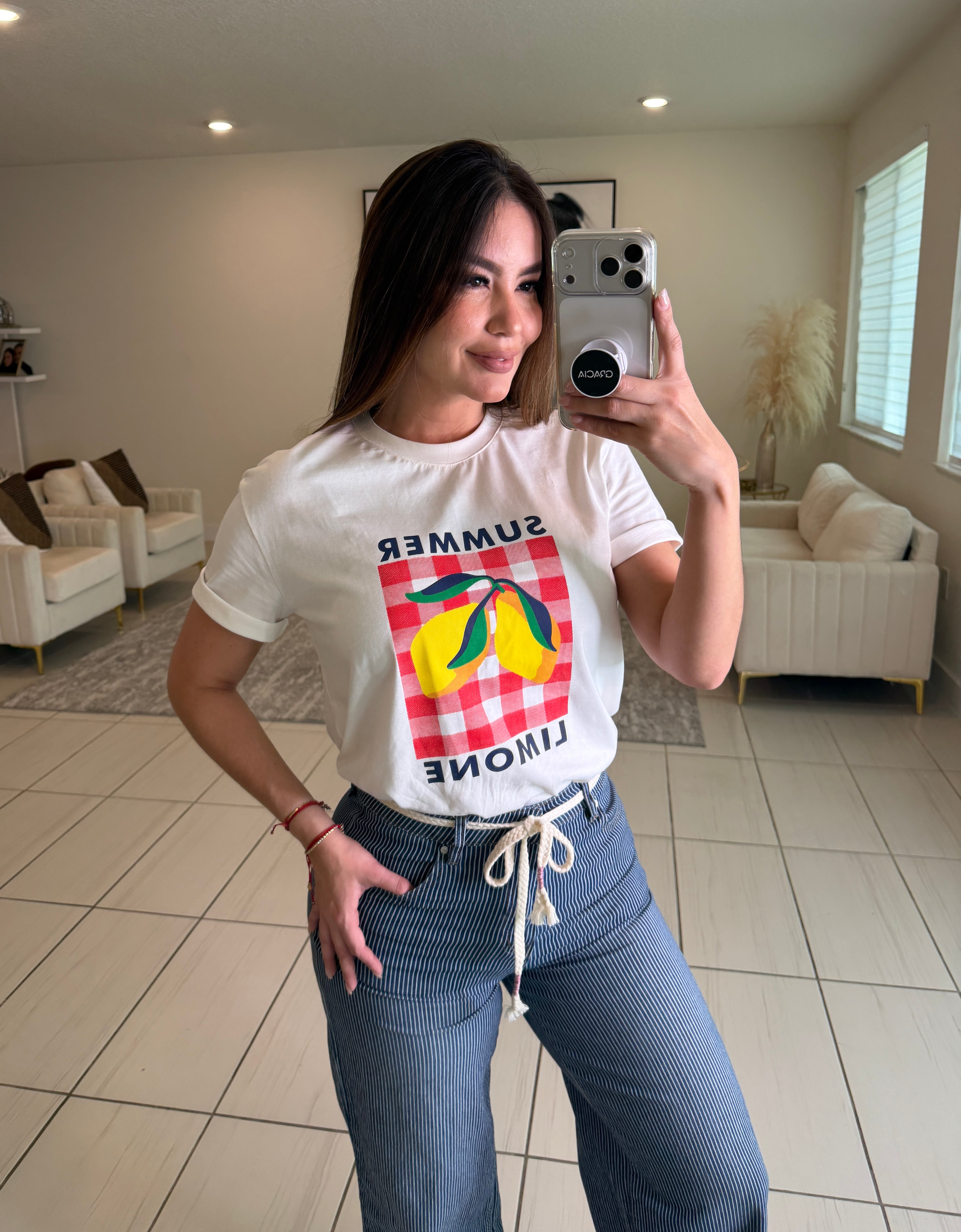 Power Lines Stripes Denim Pants