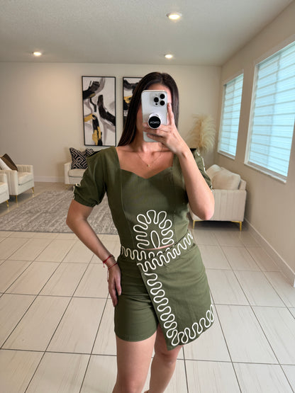 Divine Twist Green Short Set
