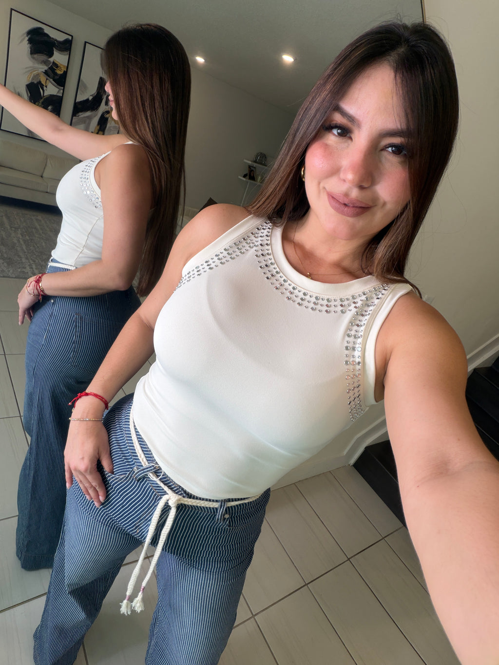 Prestige Studd Beige Tank Top