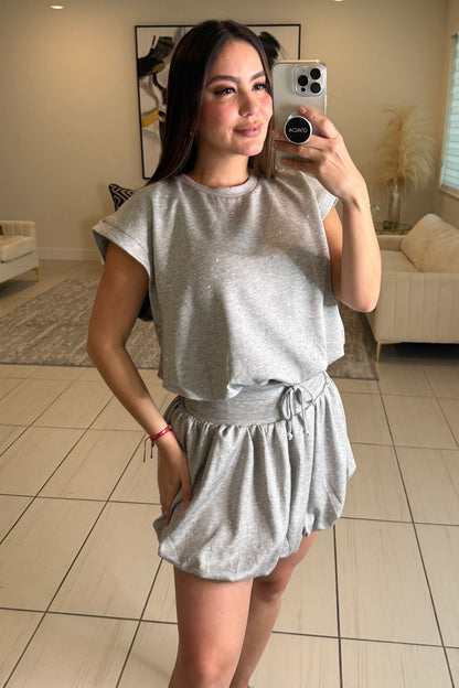 Pop Shine Grey Skirt Set