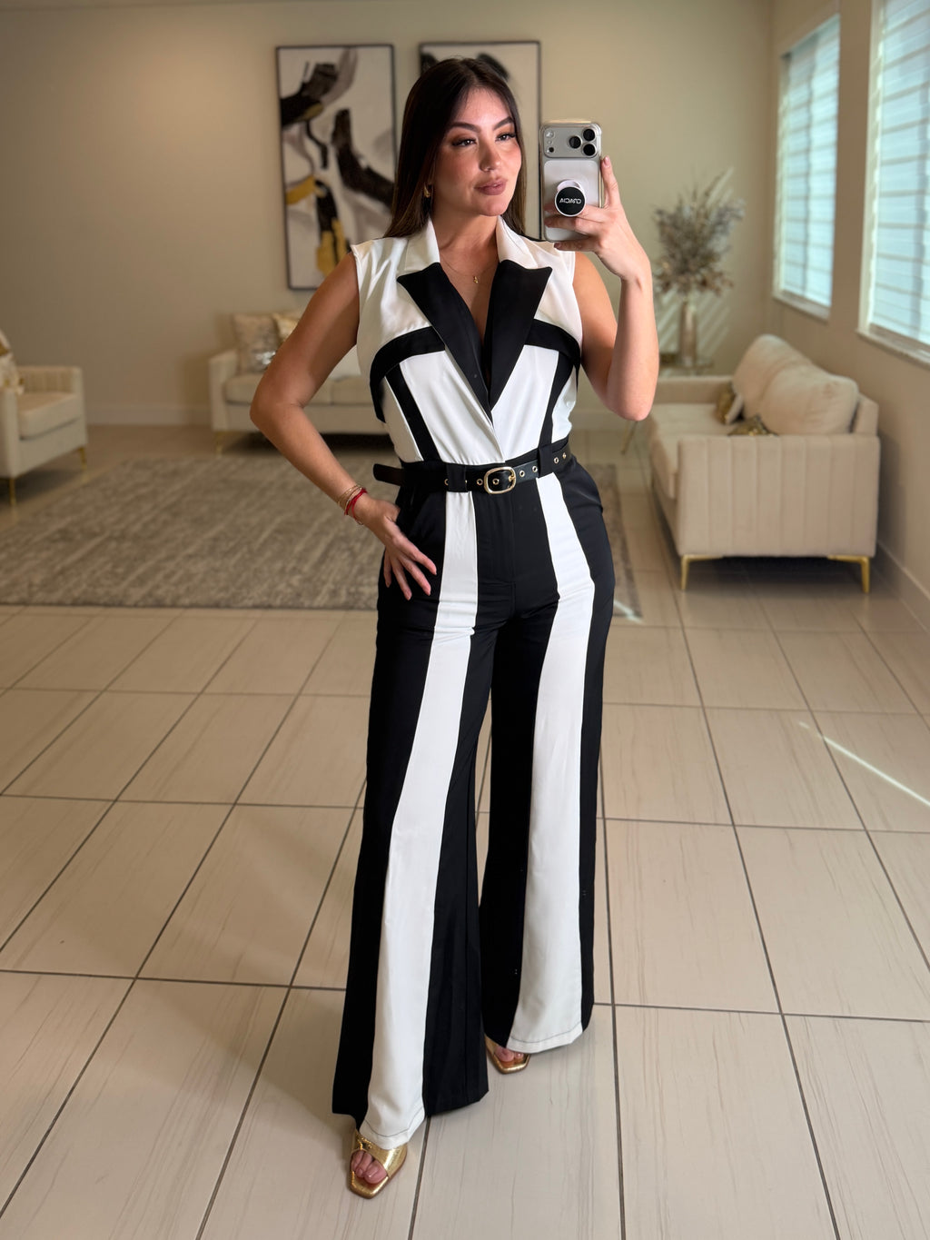 Power Lines Black and White Jumpsuit