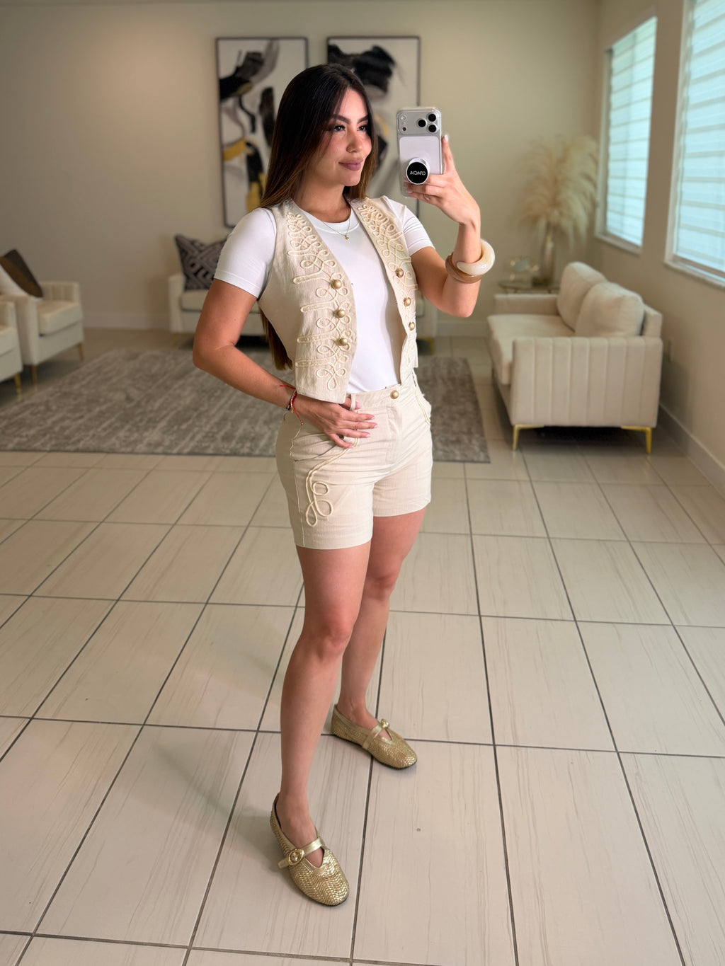 Napoleon Vibes Beige Shorts Set