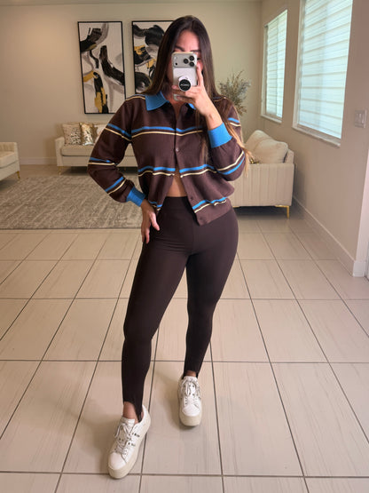 Empire Code Knit Brown Sweater