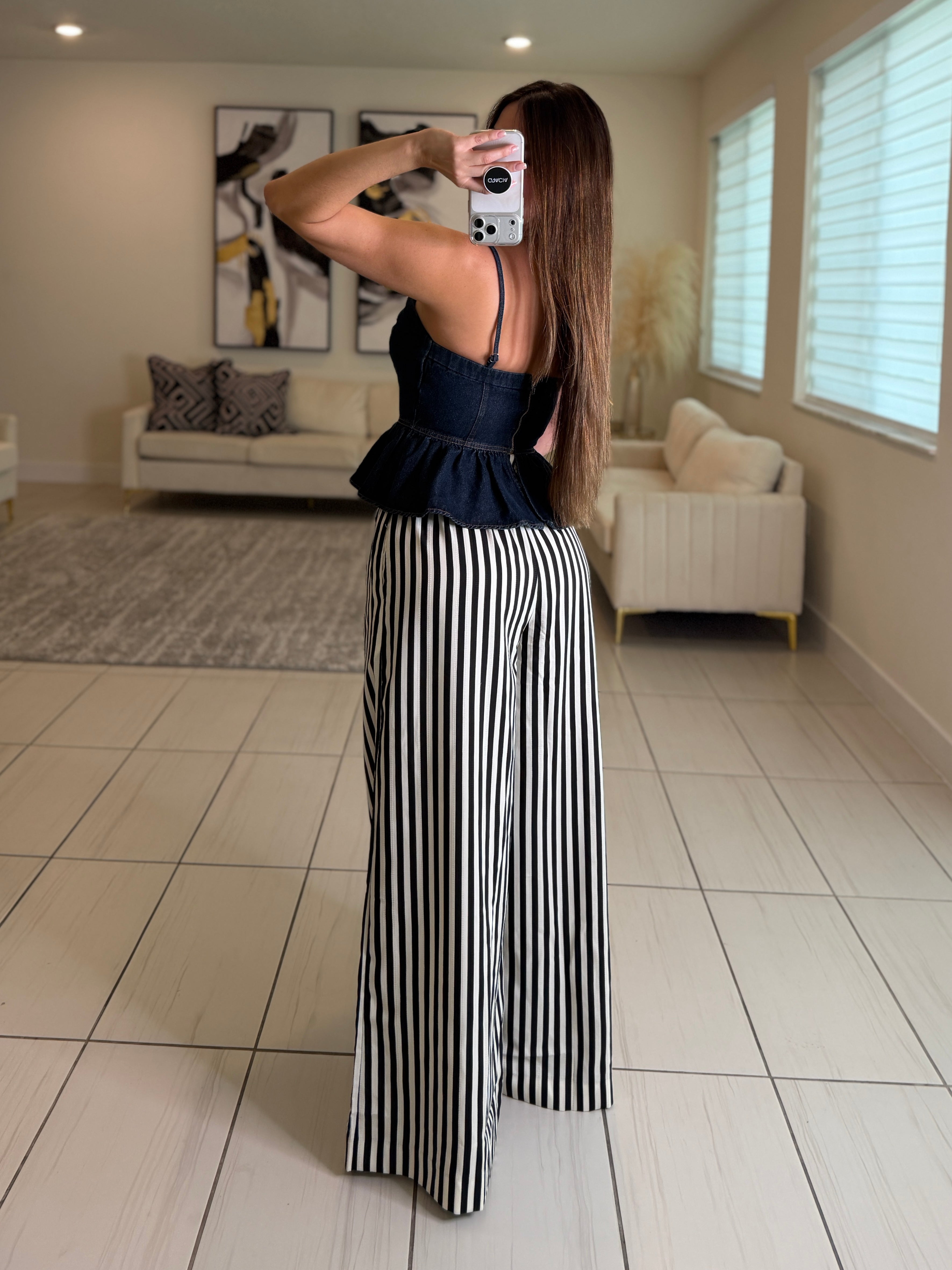 Sweet Peplum Dark Denim Top