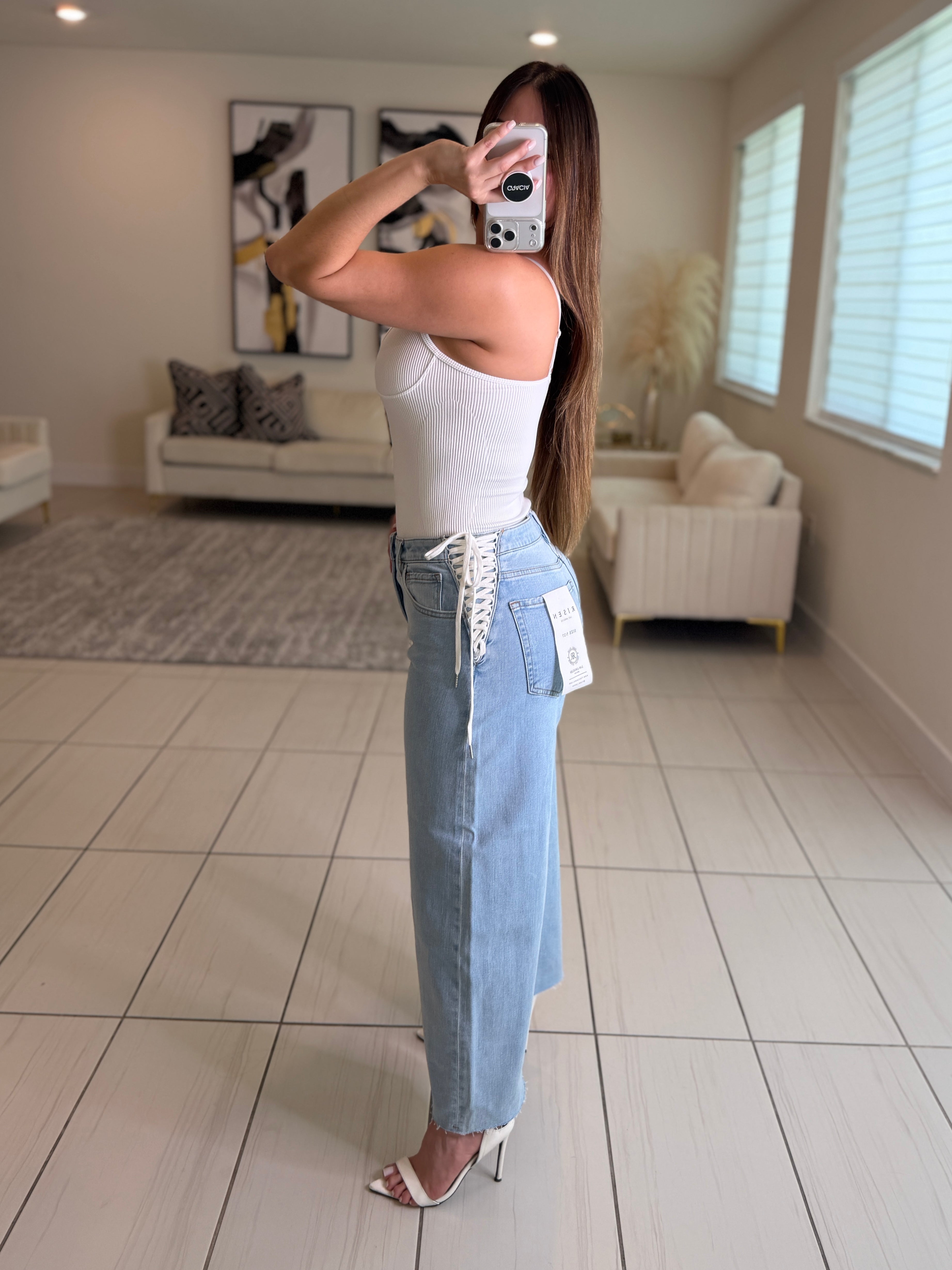 Slouchy Crop Barrel Denim Pants