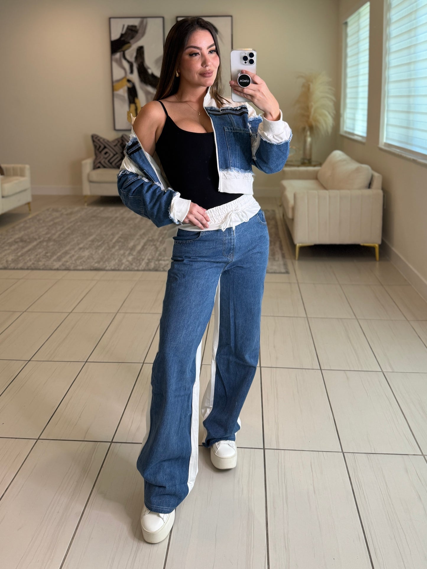 Iconic White and Denim Contrast Set