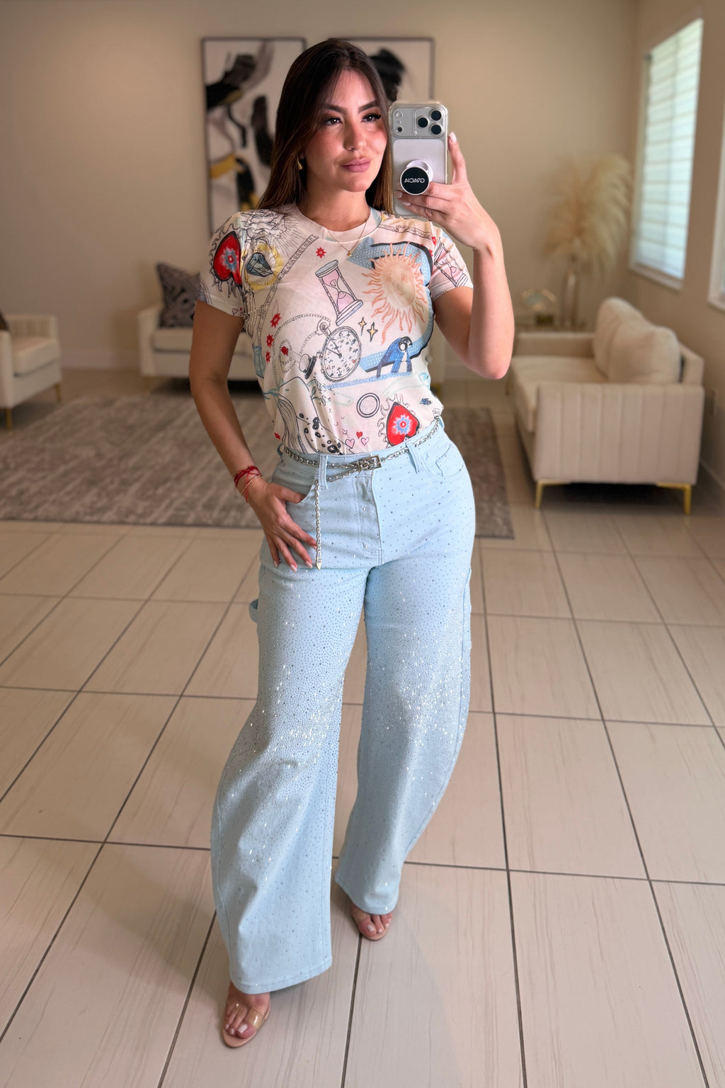 Divine Rhinestones Blue Pants