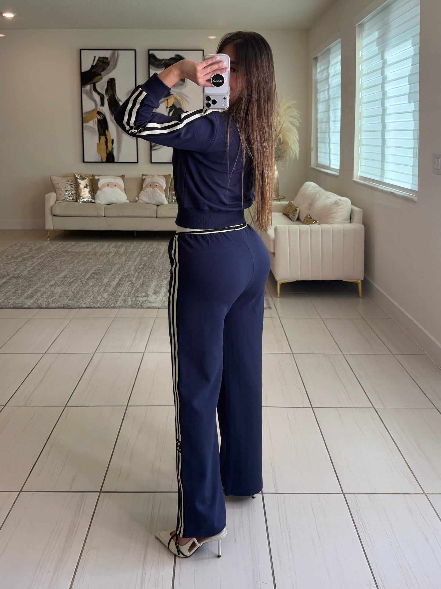 Iconic Structure Navy Blue Pant Set