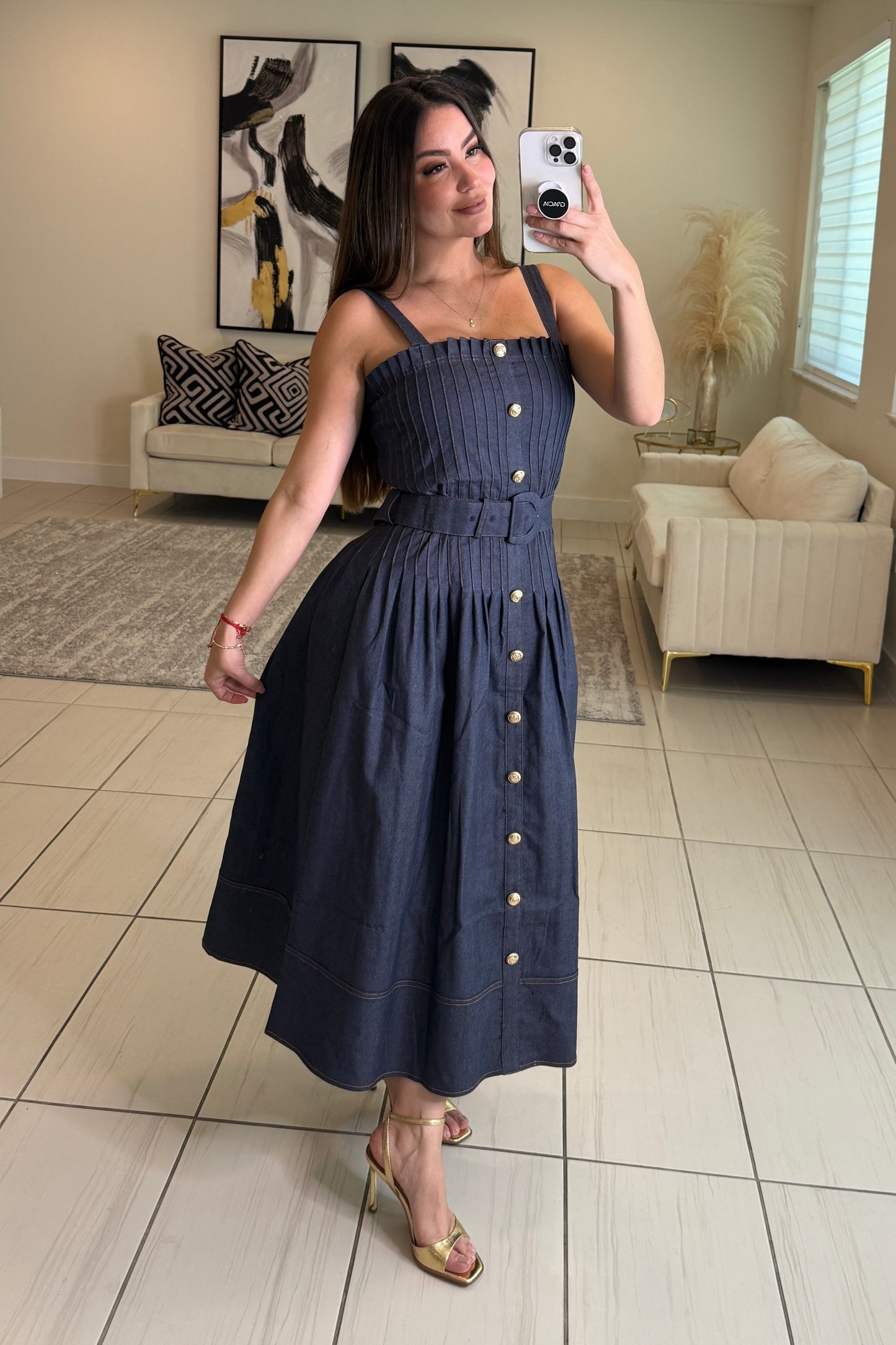 Enchanted Veil Denim Midi Dress