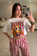Iconic Puppy Stripes White Tshirt