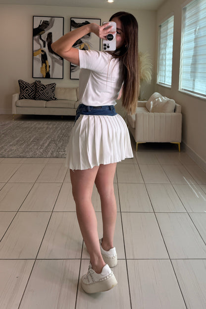 Strong Attraction White and Denim Skort