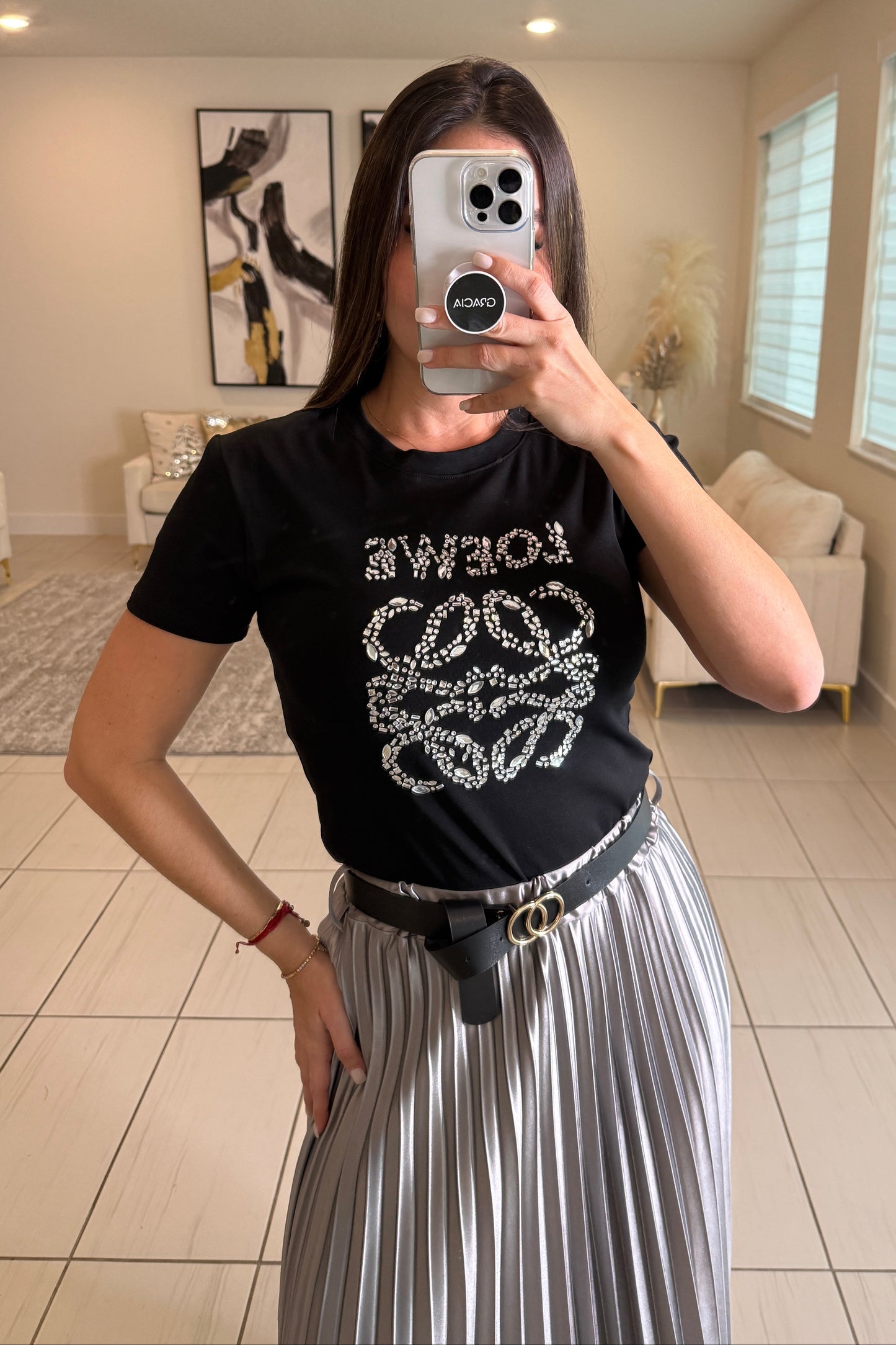 Iconic Rhinestones Black Top