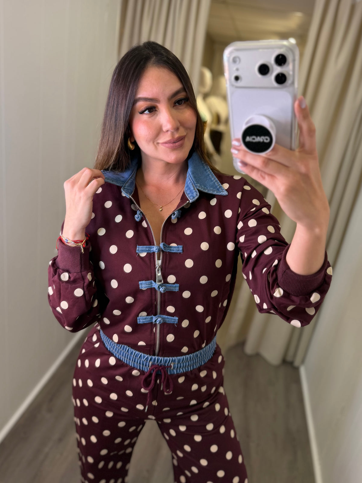 Oriental Polka Burgundy Pant Set