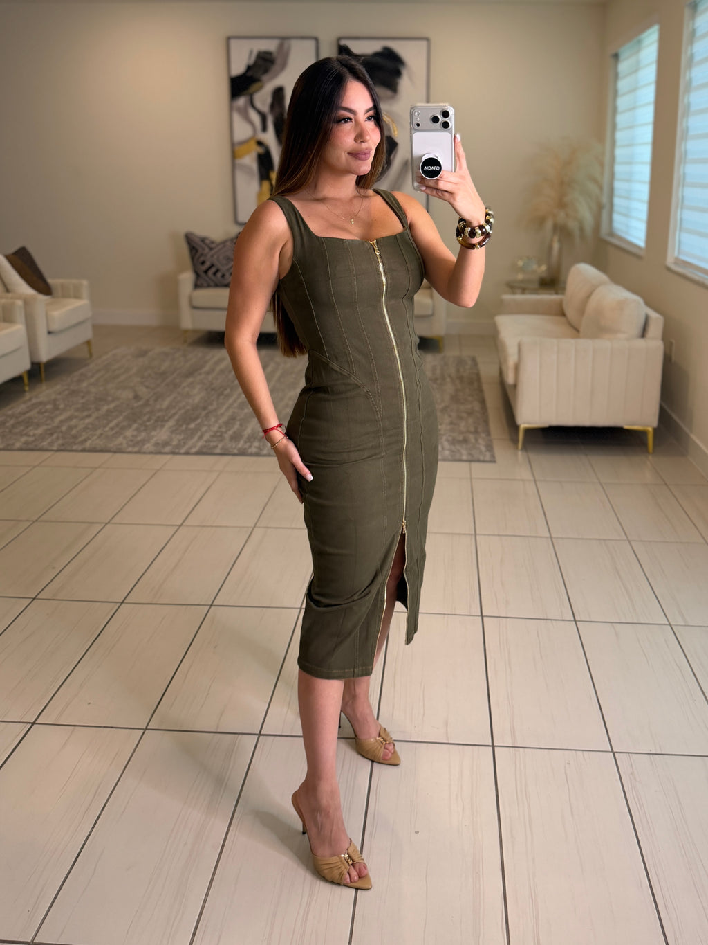 Commanding Desire Green Denim Dress