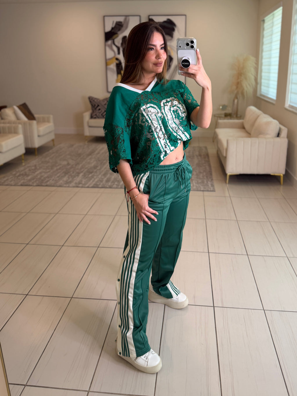 Sporty Chic Green Comfy Pant Set