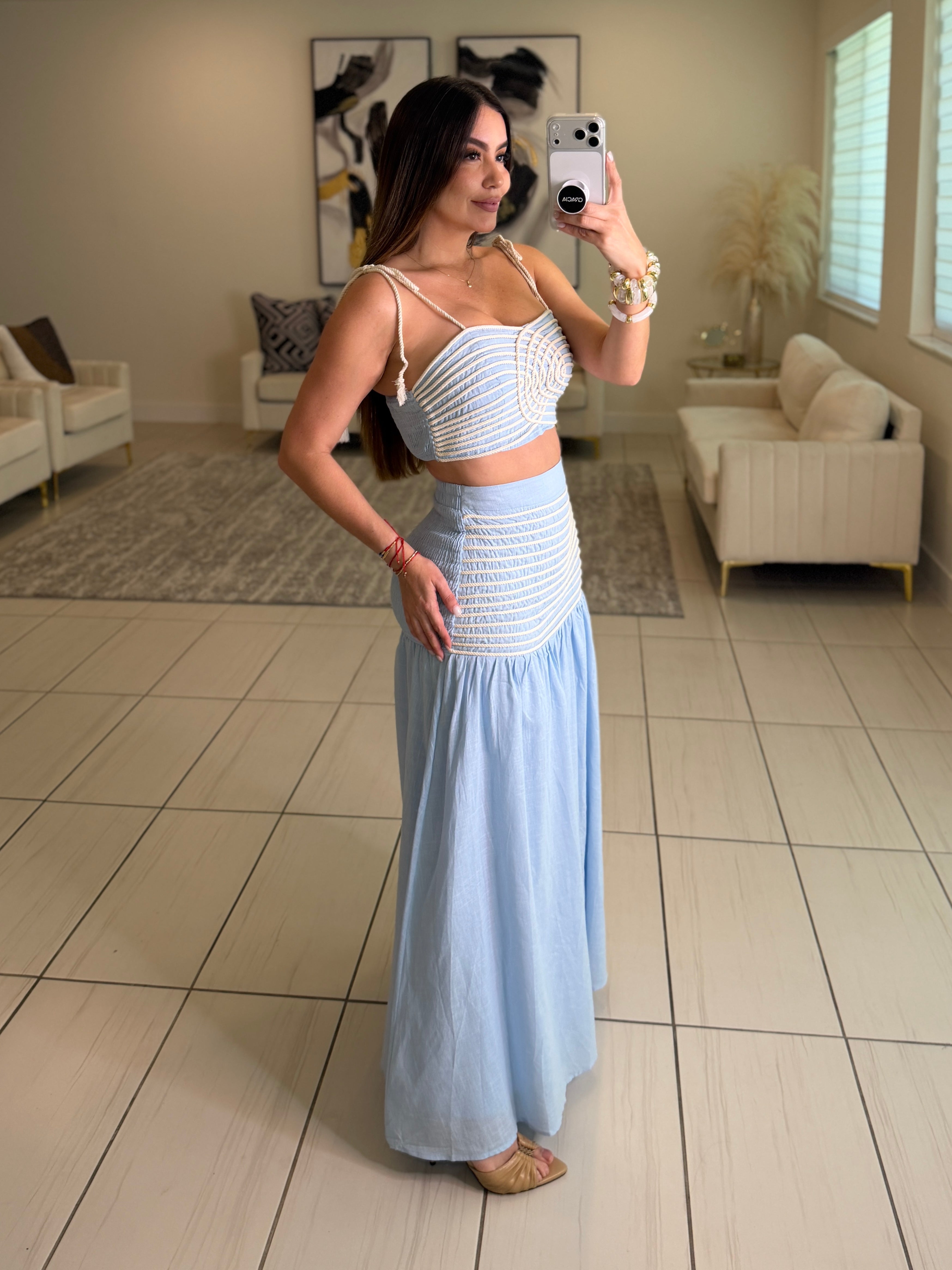 Salt Kiss Blue Skirt Set