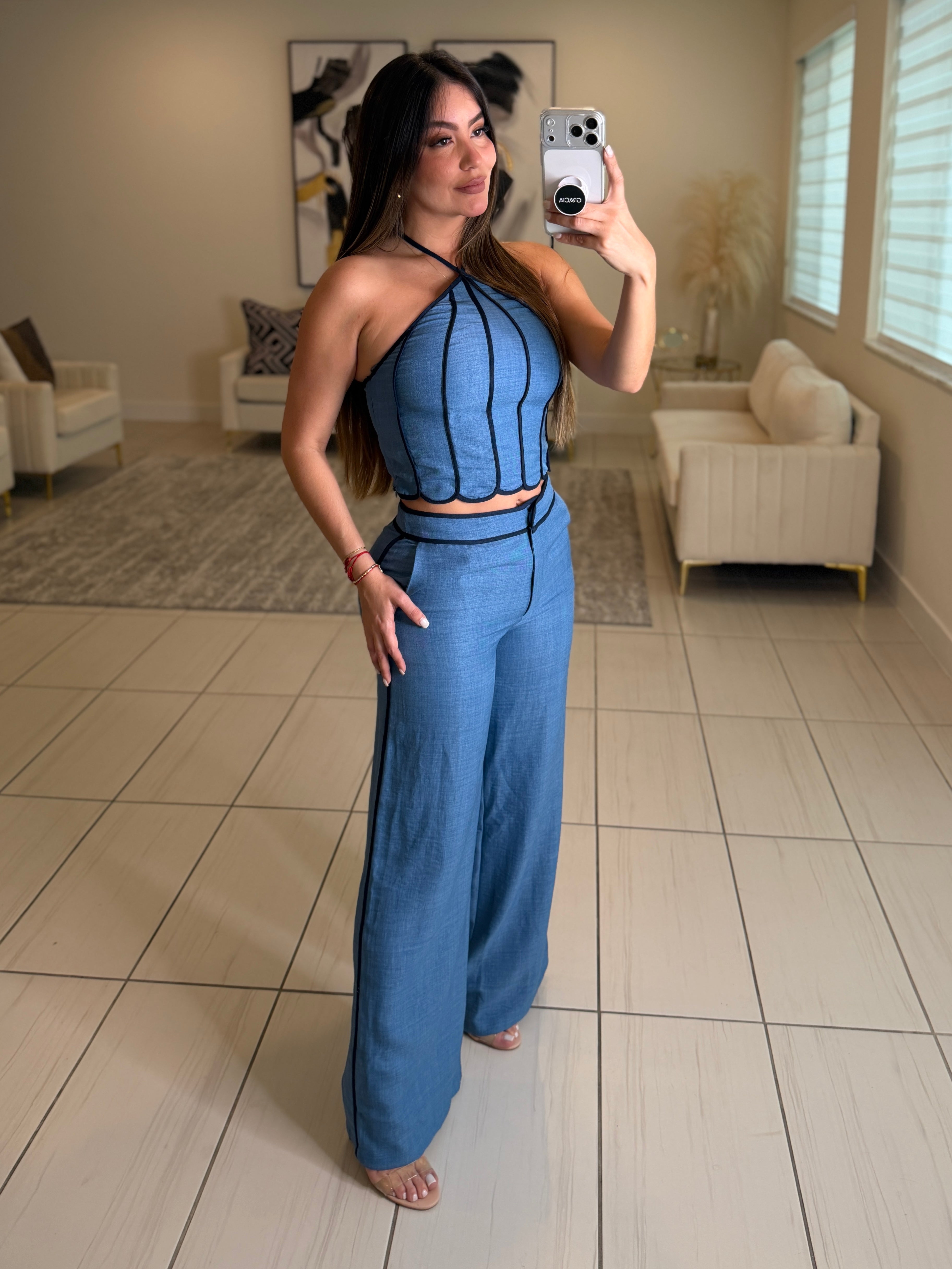 Elevated Essential Blue Pant Set