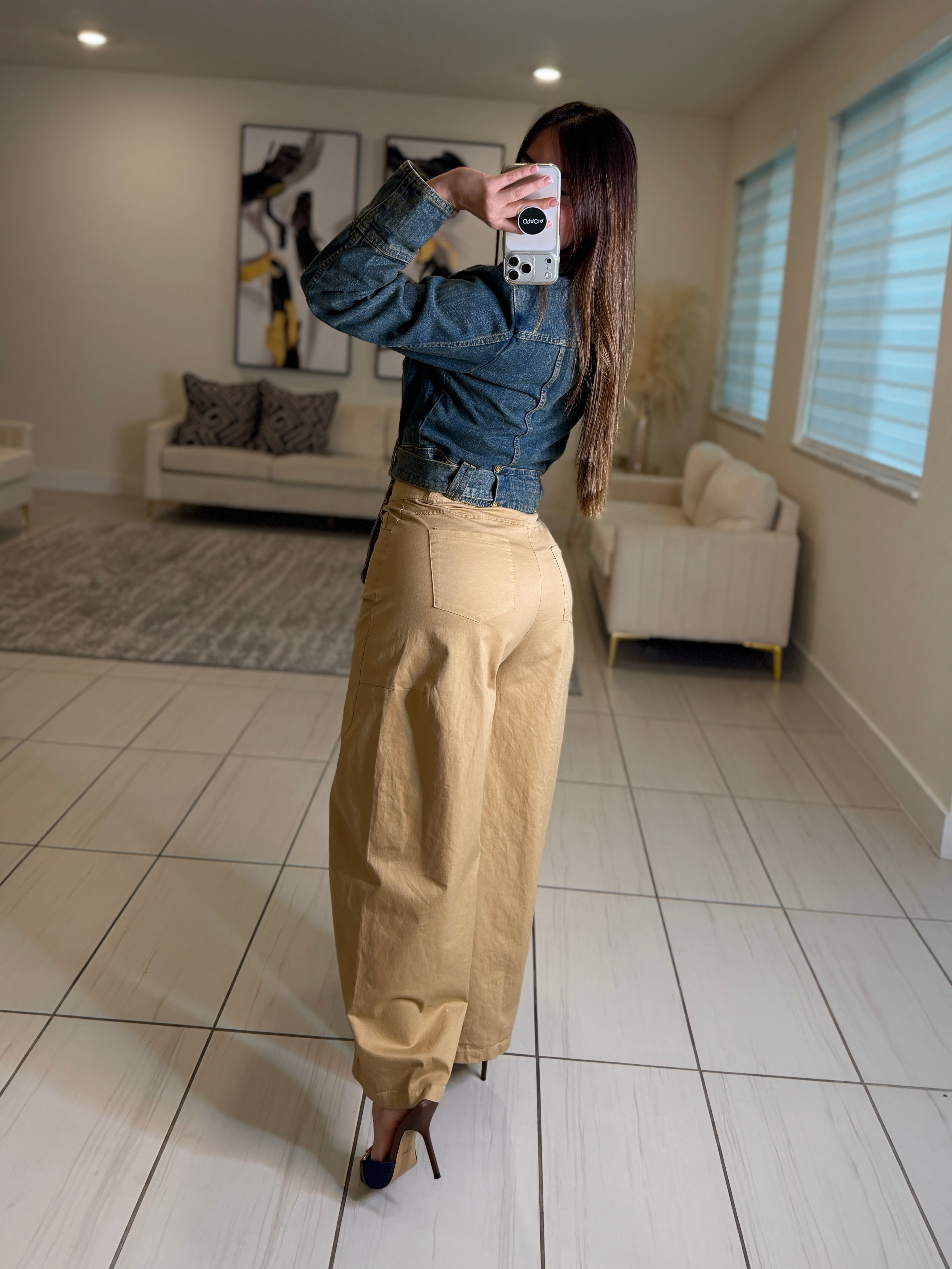 Gravity Scarf Khaki Barrel Pants