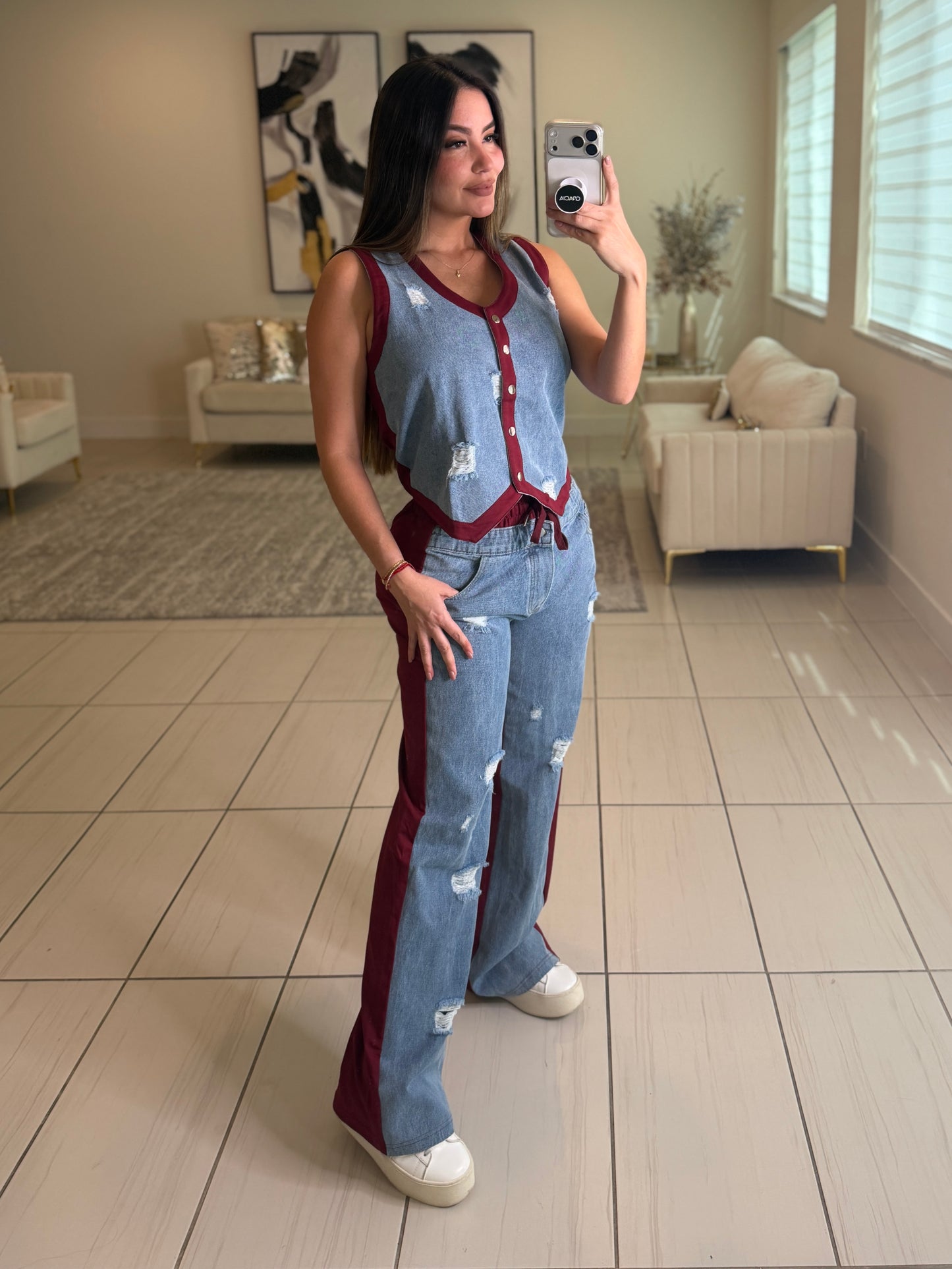 Iconic Wine and Denim Contrast Set