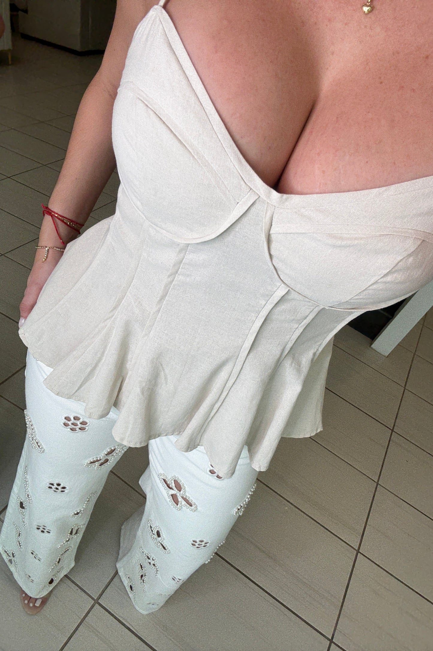Timeless Poise Linen Beige Top