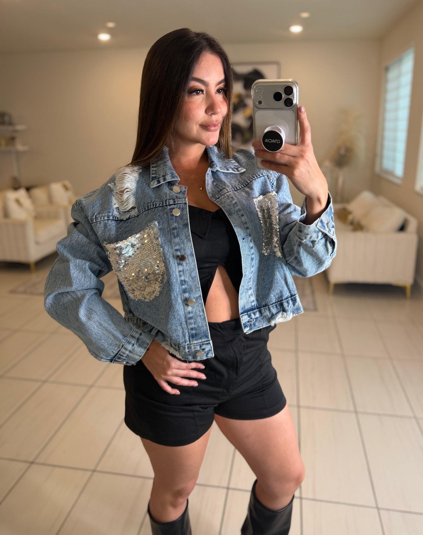 Power Poise Belted Black Short Set