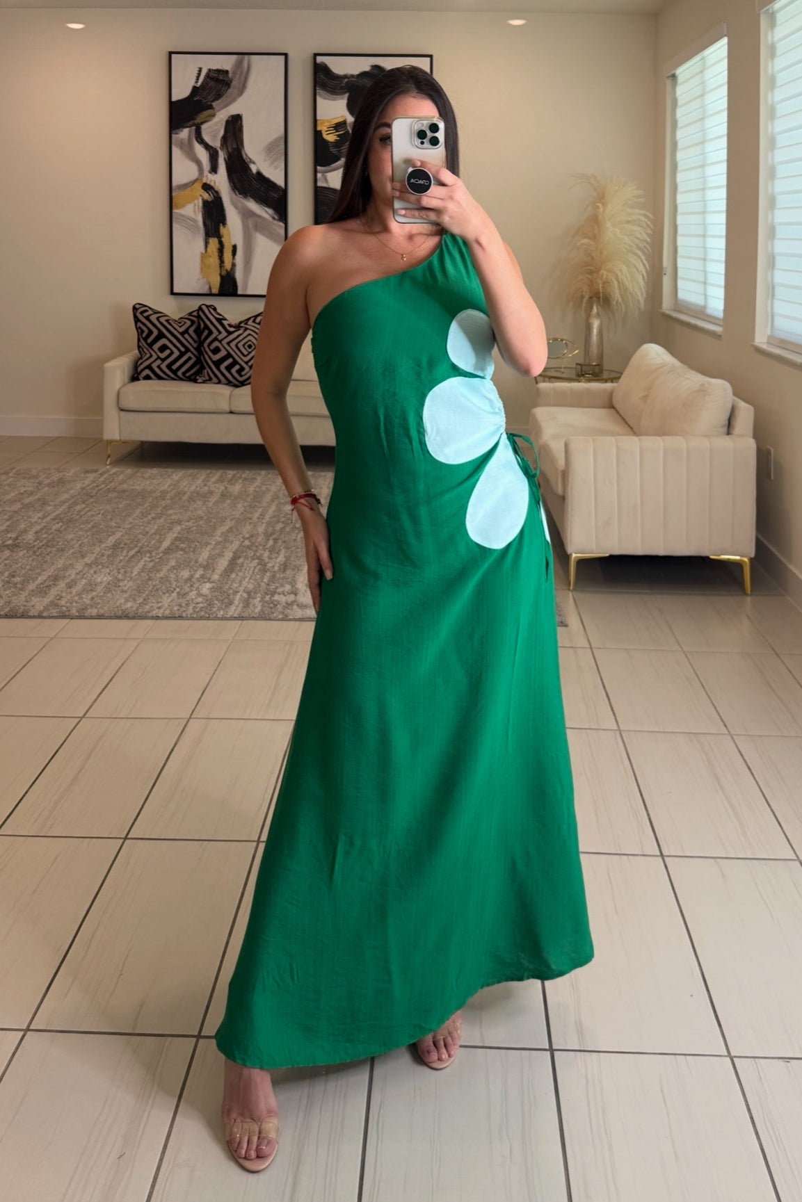 Poetic Love Floral Green Midi Dress