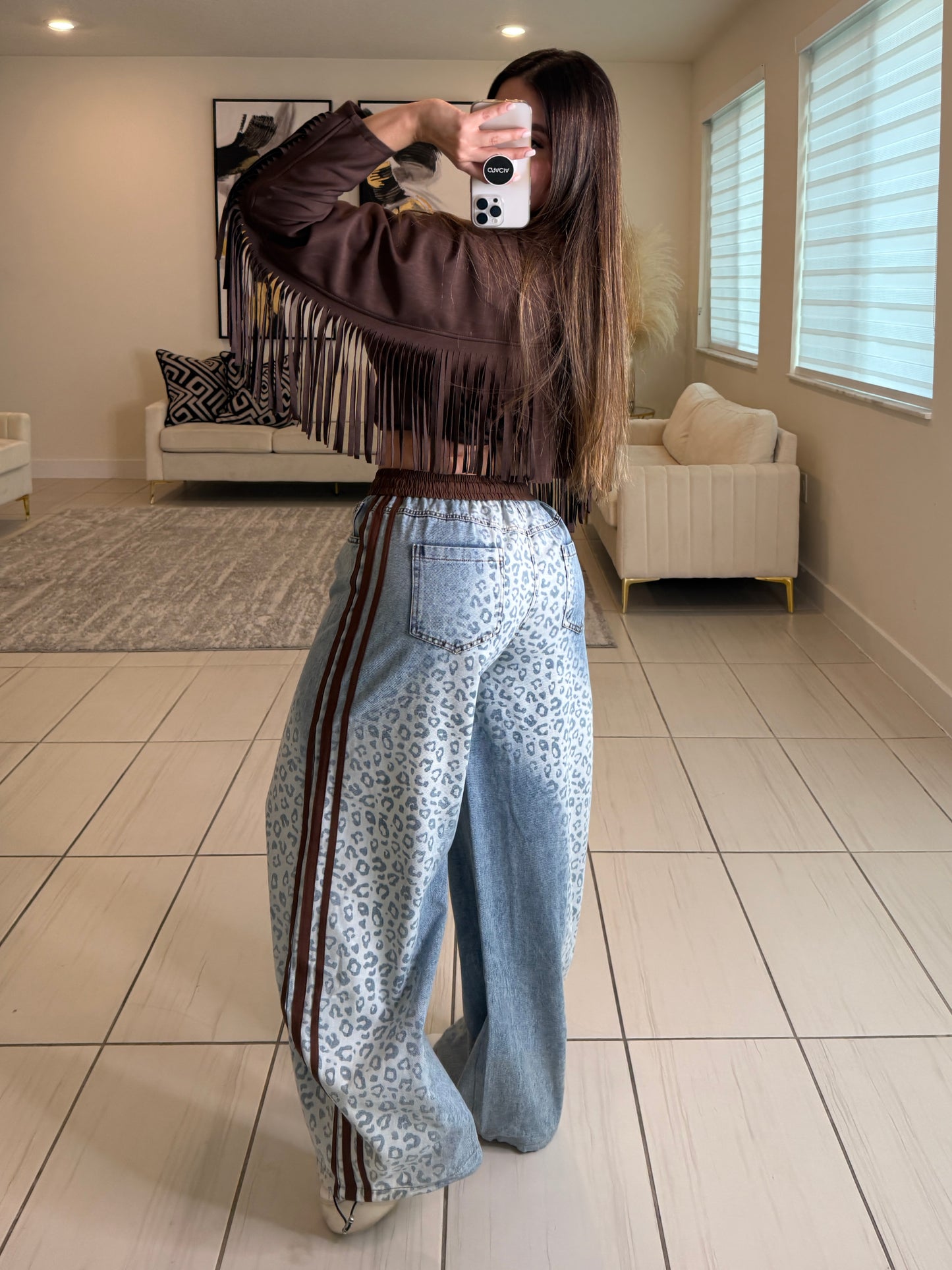 In Demand Brown Stripes Denim Pants