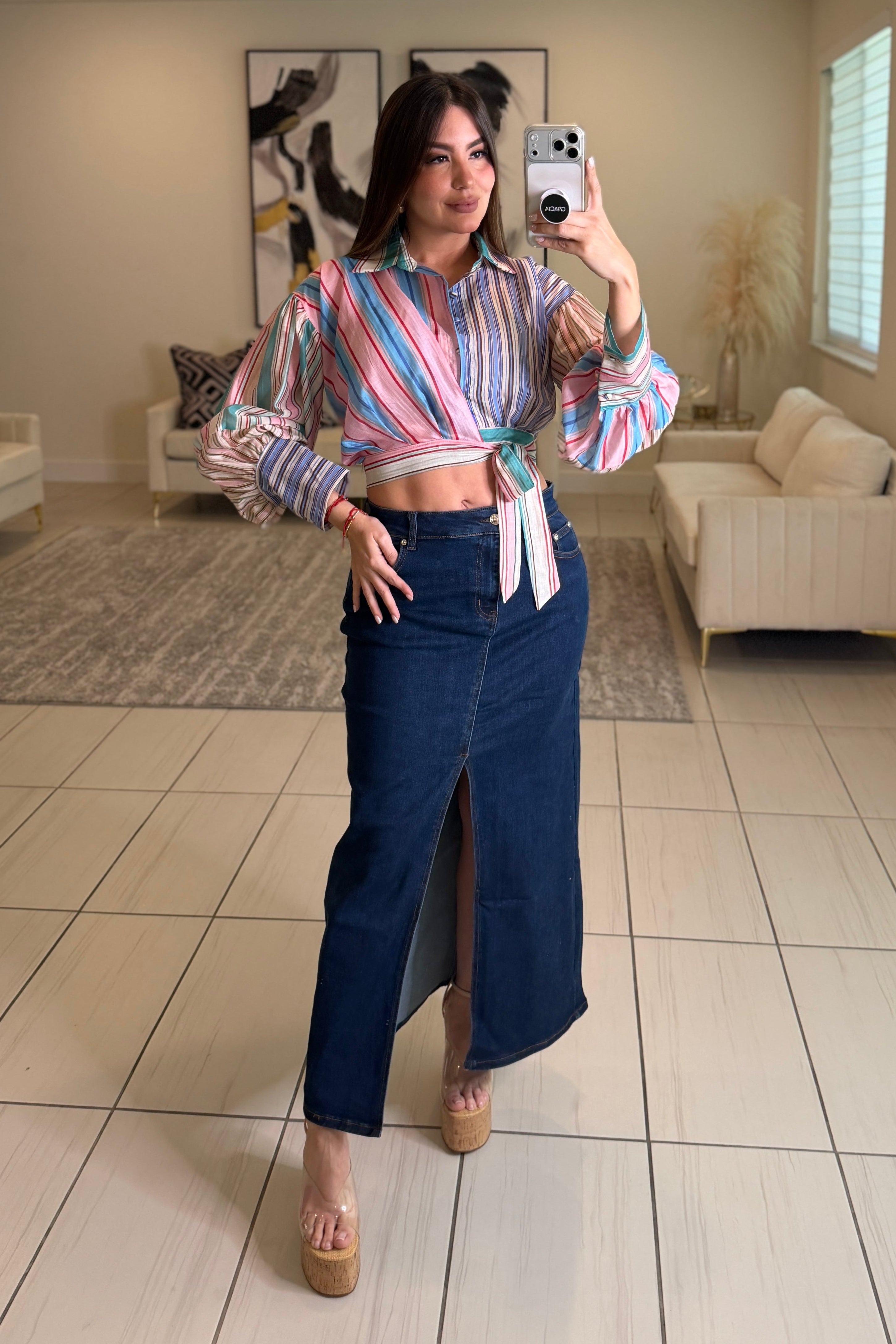 Lustrate Line Denim Skirt