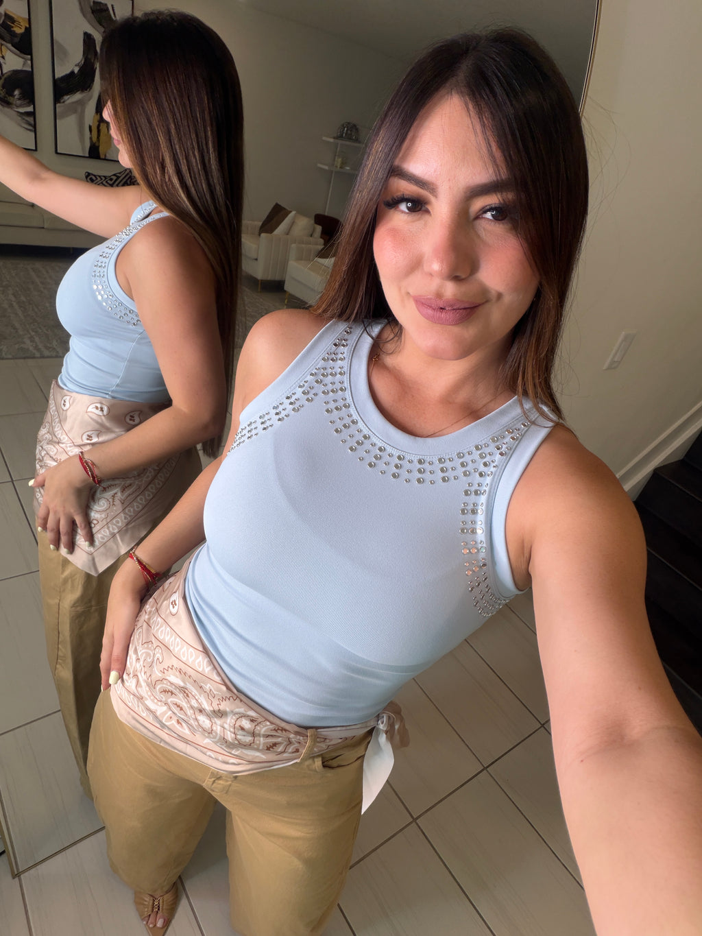 Gravity Scarf Khaki Barrel Pants