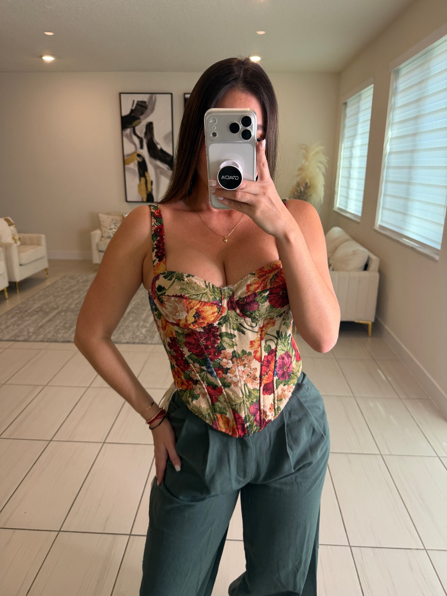 Sweetest Floral Crush Ruched Corset Top