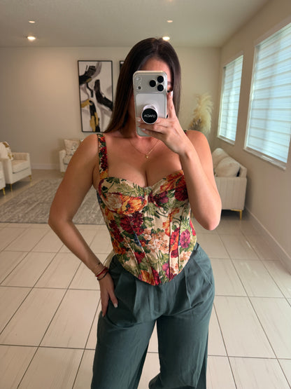 Sweetest Floral Crush Ruched Corset Top